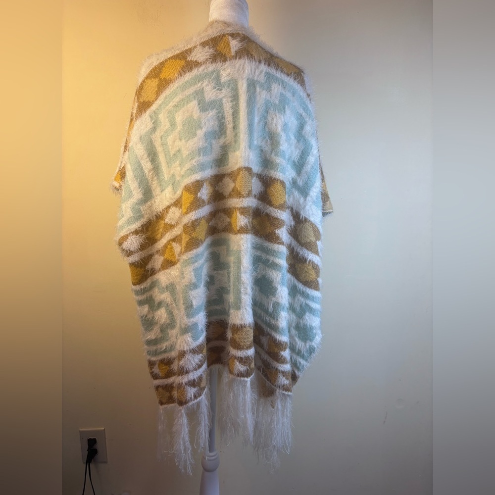 Free People Diamondback Cozy Kimono Poncho Geometric Aztec Soft Knit OS - Picture 5 of 7